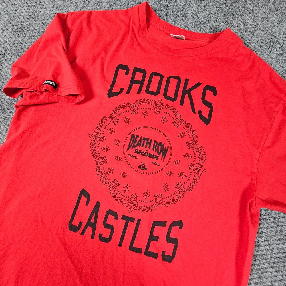 Crooks & Castles x Death Row Records Red Graphic‎ T-Shirt Mens XL Bandana Logo